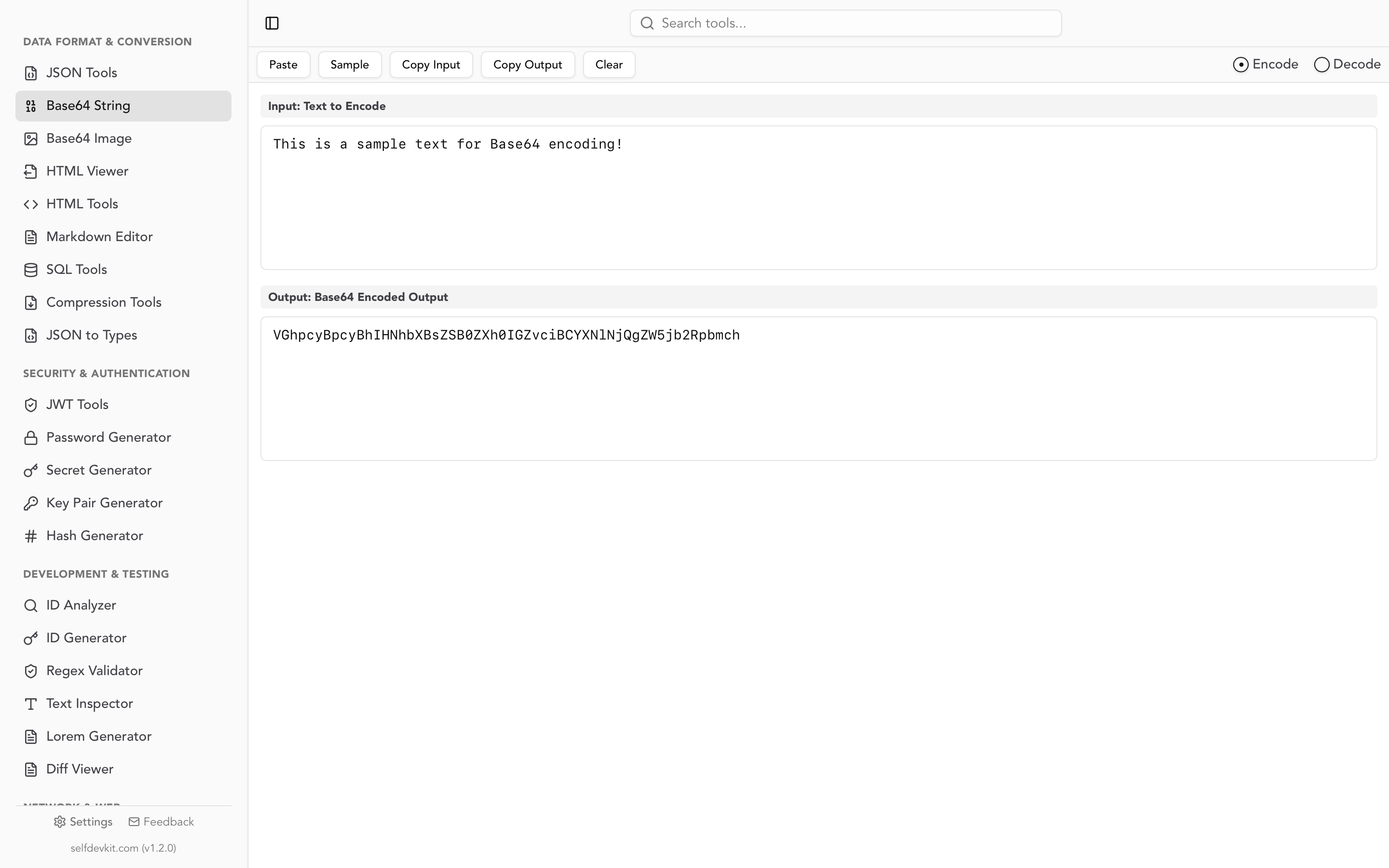 Base64 String Tools Light Theme