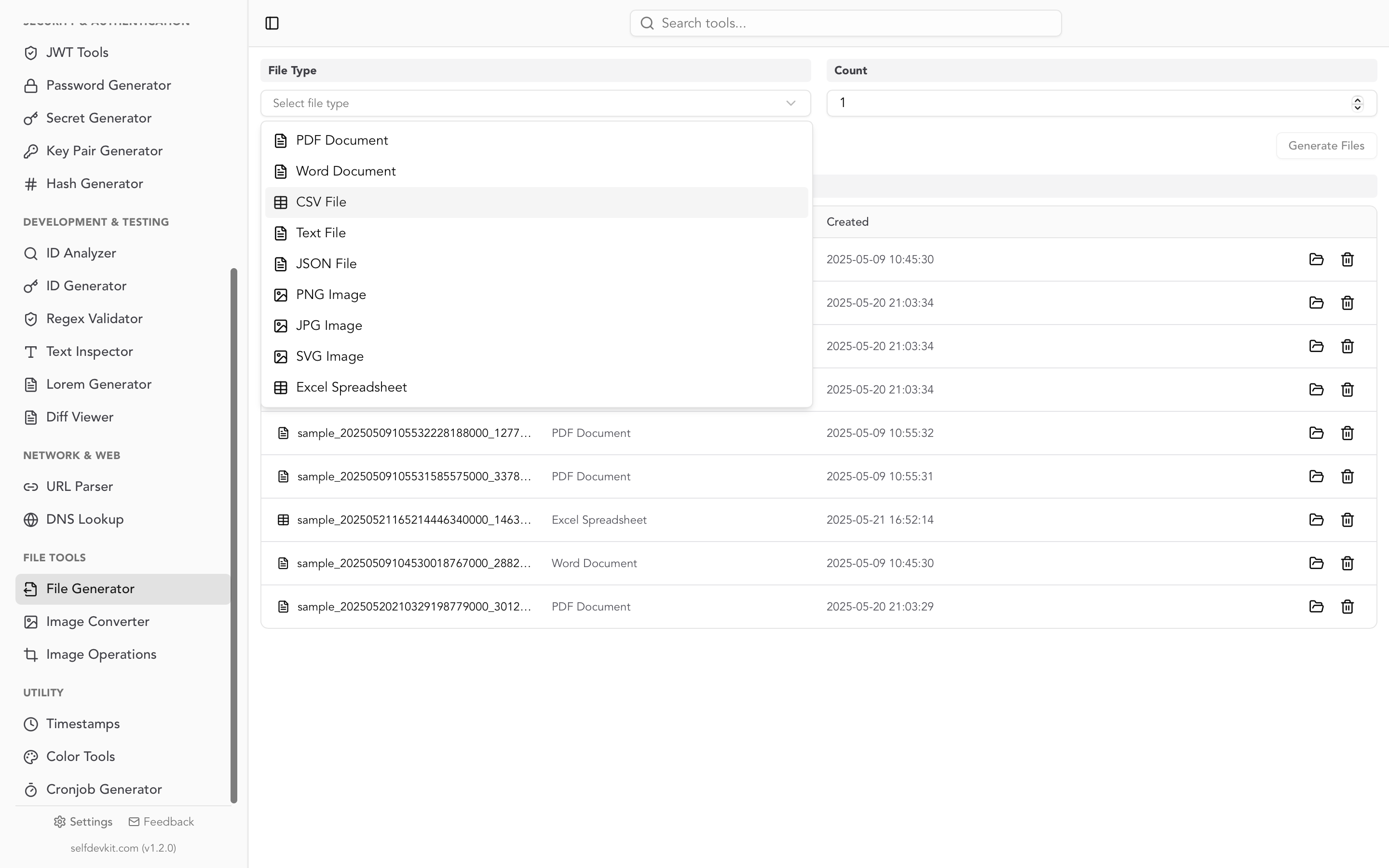 File Generator Light Mode