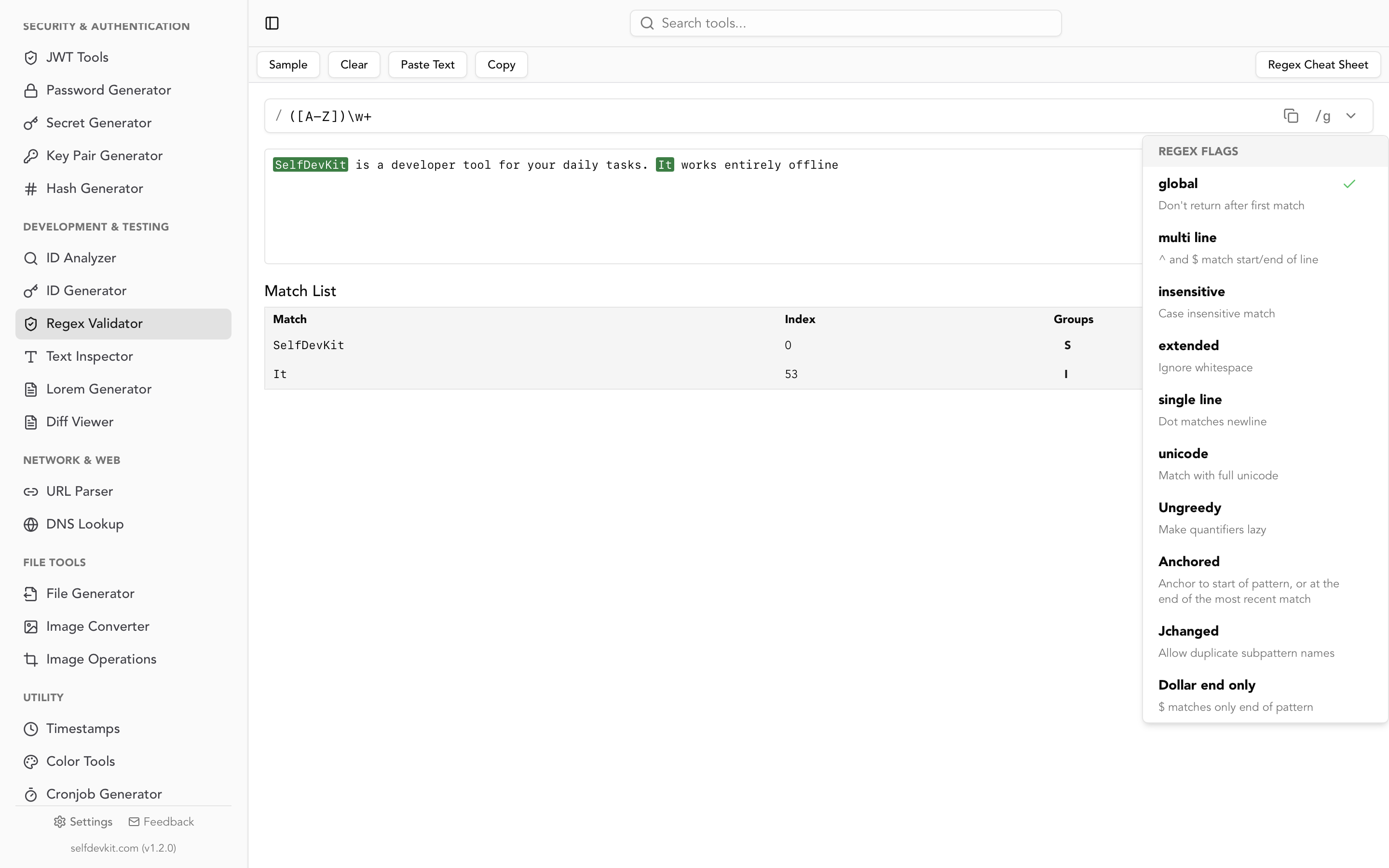 Regex Validator Light Mode