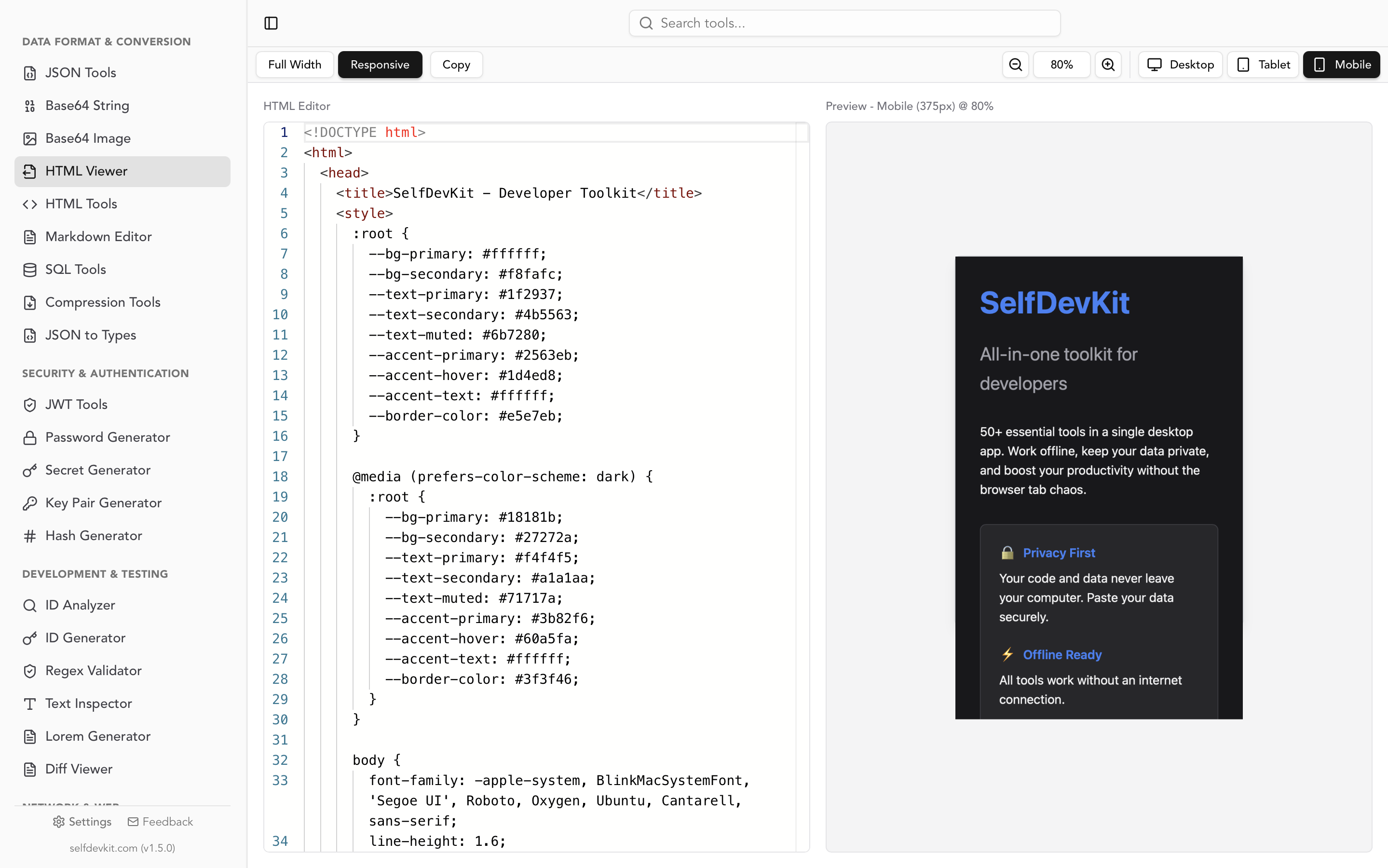 Enhanced HTML Viewer with Responsive Design